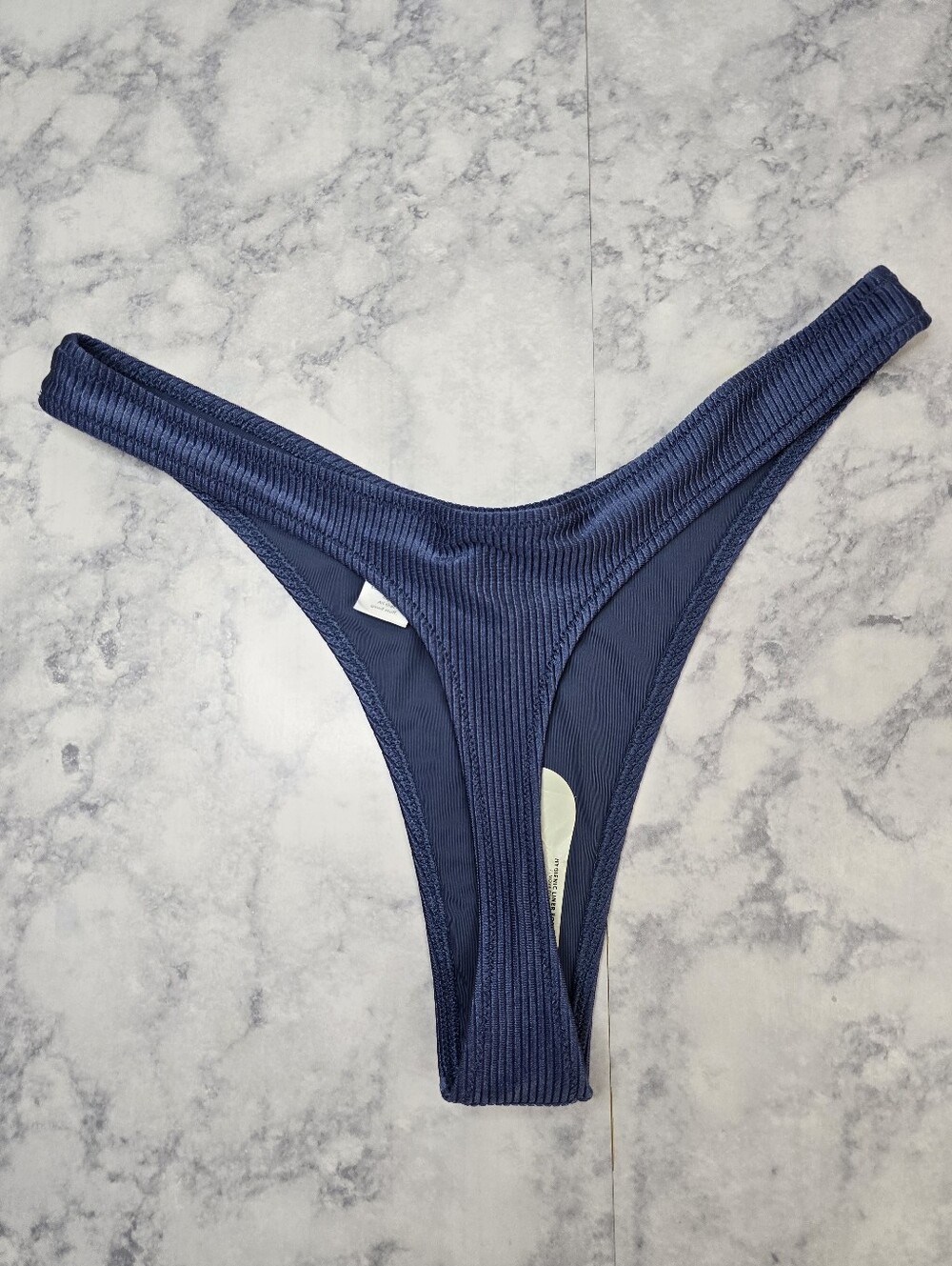 Aerie Shine Rib Thong Bikini Set Large Blue Two Piece Swimsuit - Picture 8 of 11